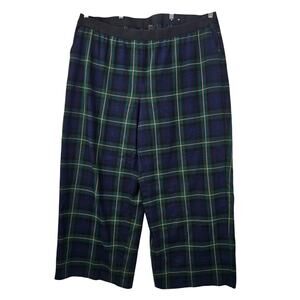 Lane Bryant Pants Womens 24w Green Plaid Twill Pull On Relaxed Plus Work Pockets